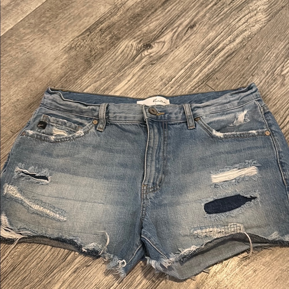 KanCan Blue Distressed Jean Shorts with Frayed Hem